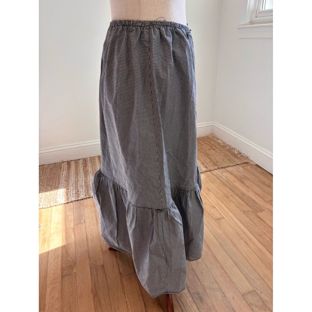 Vintage Black and White Gingham Cotton Skirt 14 Cottagecore Neutral Capsule - Picture 2 of 5